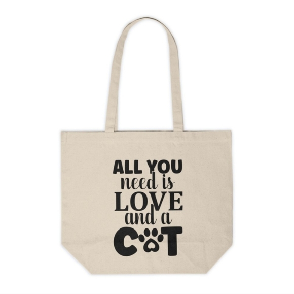 Handmade Handbags - All You Need Is Love And A Cat Custom Canvas Tote Bag